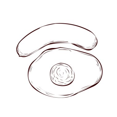 Kızarmış yumurta ile ızgara sosis.