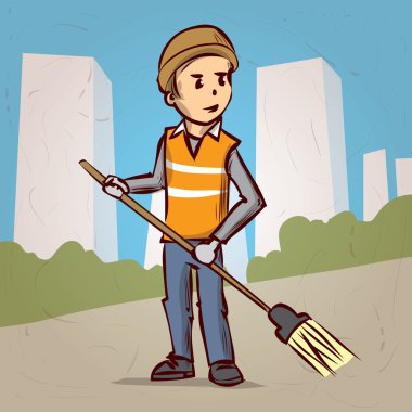 Street Sweeper at Work clipart