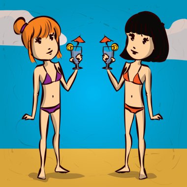 Kokteyller ile iki kız