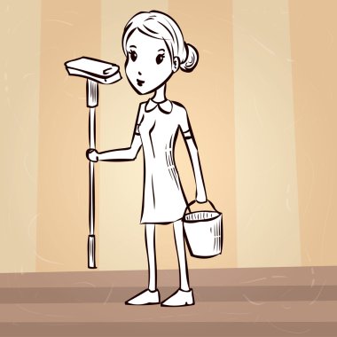 Temizlik hizmetçi. Hizmetçi hizmet. 