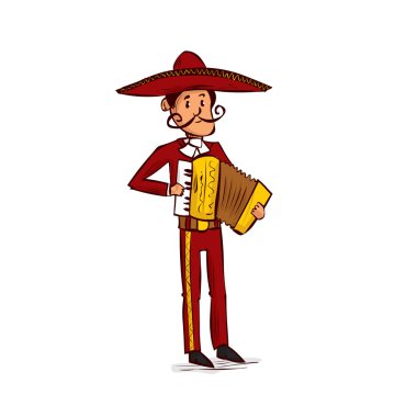 Akordeon oynayan Meksikalı mariachi adam. 