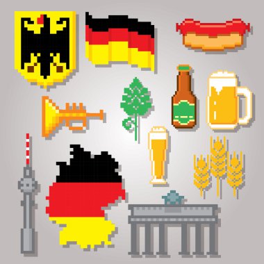 Alman kültürü sembolleri Icons set