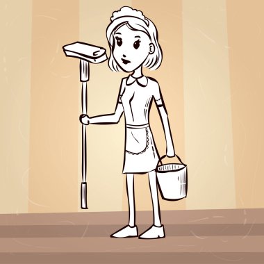 Temizlik hizmetçi. Hizmetçi hizmet. 