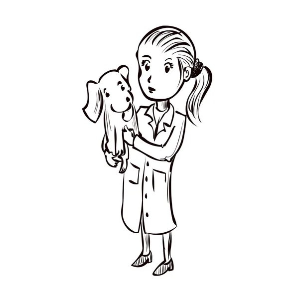 Personaje de dibujos animados de Veterinario con perro — Vector de stock