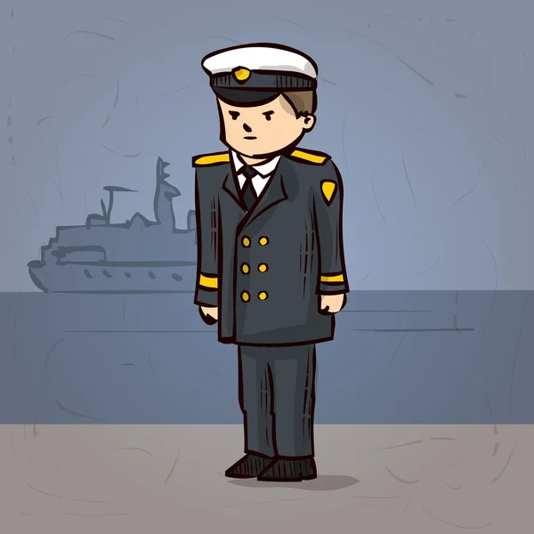 Oficial da Marinha dos desenhos animados. Capitão... — Vetor de Stock