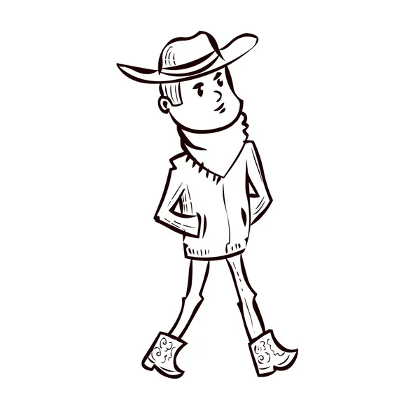 Uomo in un cappello da cowboy e stivali — Vettoriale Stock