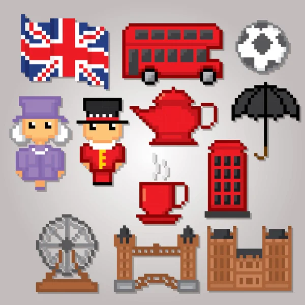 İngiltere'de kültür sembolleri Icons set. 