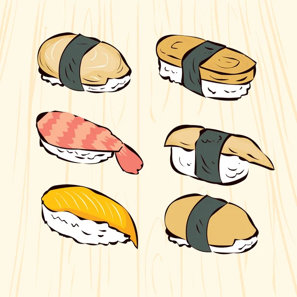 Traditionelles japanisches Sushi Set. — Stockvektor