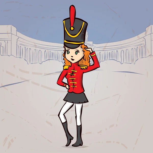 騎兵の衣装で女の子キャラ — ストックベクタ