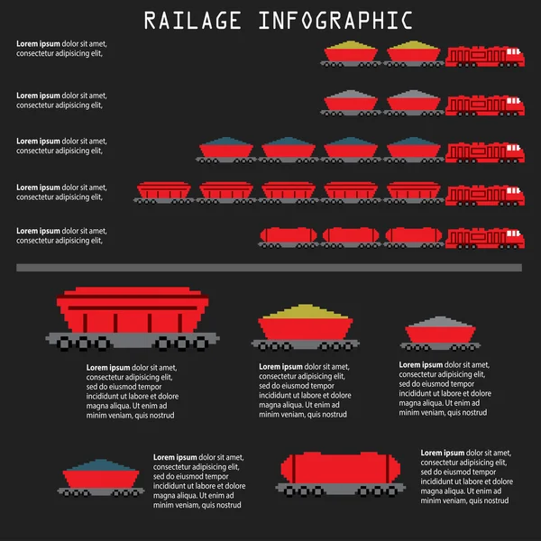 Pixel Railage Infografik Set — Stockvektor