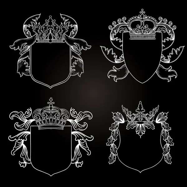 Hand drawn coat of arms set — Stock Vector