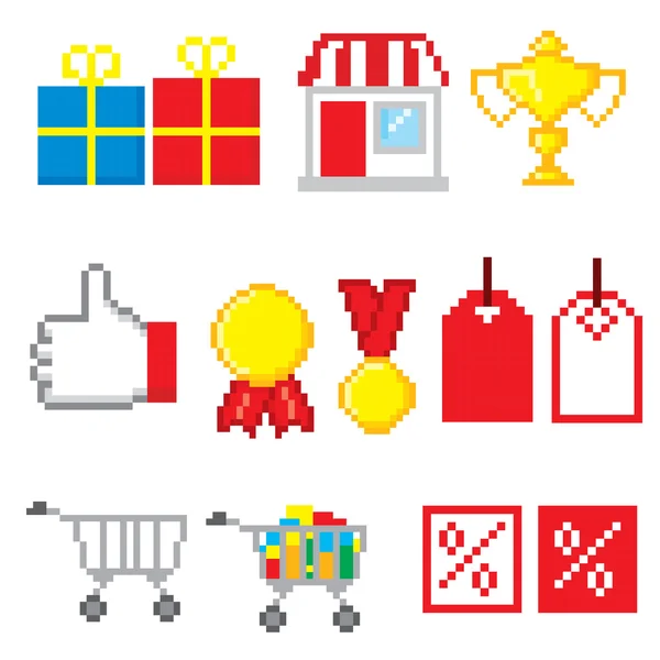 Pixel ensemble d'icônes de médias sociaux . — Image vectorielle