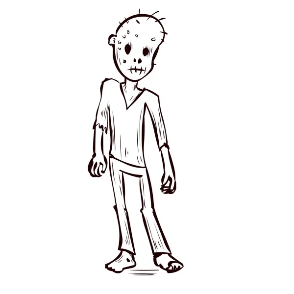 Mano disegnato zombie spaventoso affamato . — Vettoriale Stock