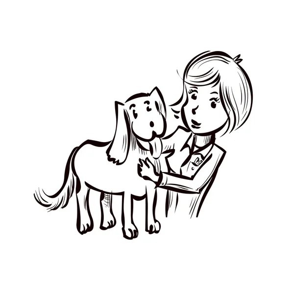 Kreslená postavička veterinárního lékaře se psem — Stockový vektor
