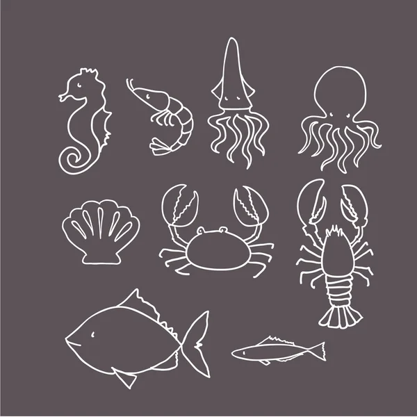 手绘海洋生物集 — 图库矢量图片
