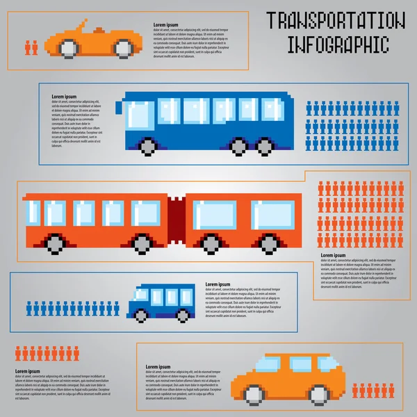 Pixel Transport Infografik Set. — Stockvektor