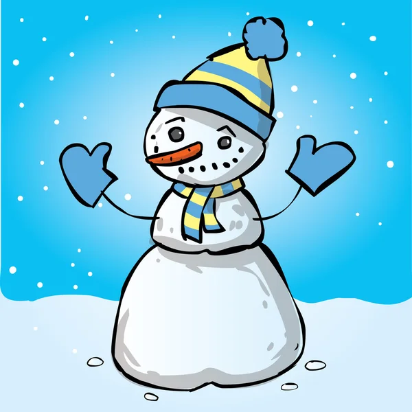 มือวาดการ์ตูนมนุษย์หิมะ — ภาพเวกเตอร์สต็อก