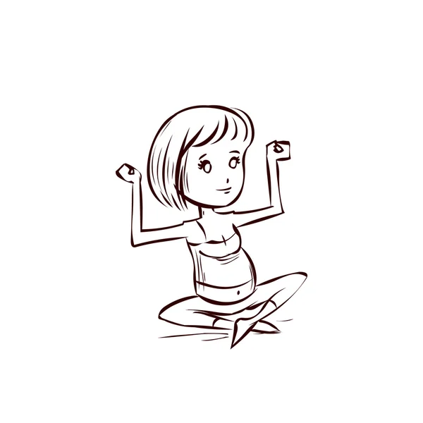 Jeune femme enceinte faisant du yoga — Image vectorielle