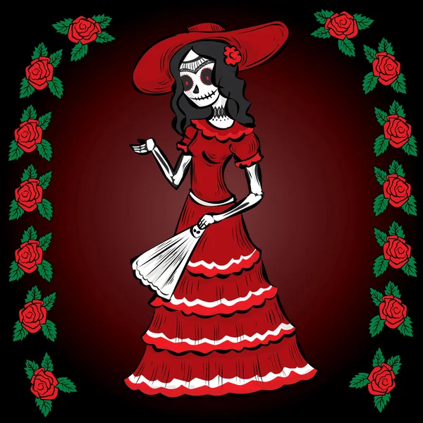 La Calavera Catrina. Mexicaanse traditie — Stockvector