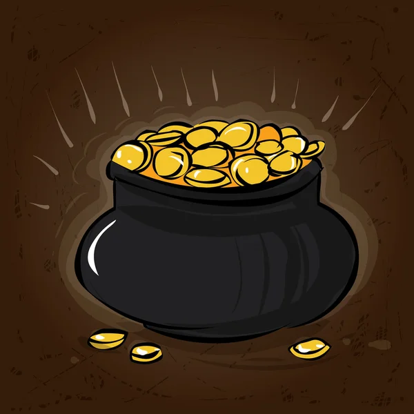 Pot d'or dessiné à la main — Image vectorielle