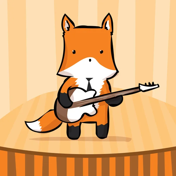 Músico de raposa bonito dos desenhos animados —  Vetores de Stock