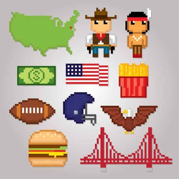 USA cultuur symbolen icons set — Stockvector