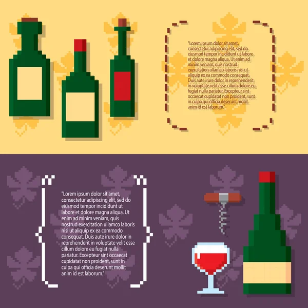 Set banner pixel di produzione vitivinicola — Vettoriale Stock