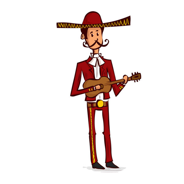 Mexican mariachi man playing on guitar. 