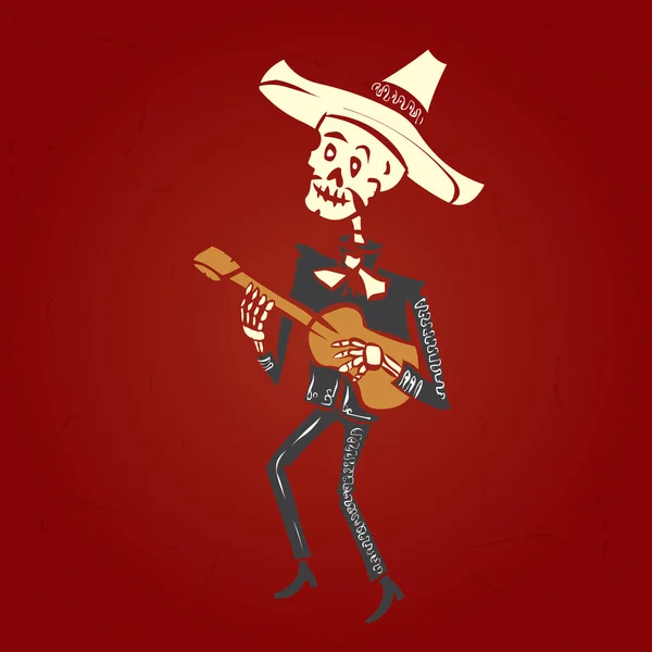 Skeleton mariachi musician — Stock Vector