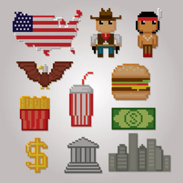 USA cultuur symbolen icons set — Stockvector