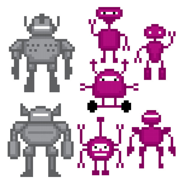 Мультфильм Роботы набор. Пиксельное искусство
.