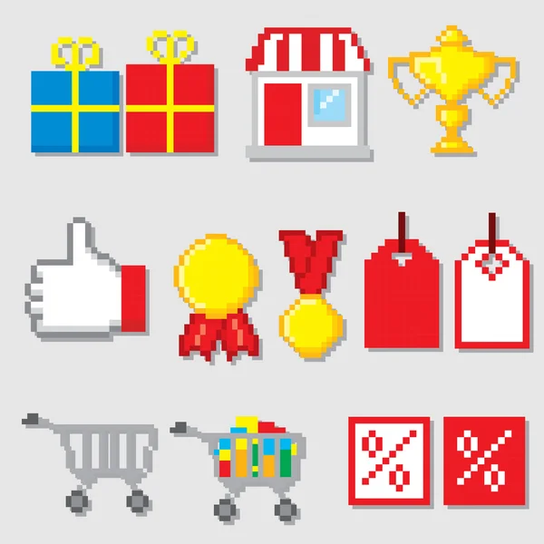 Pixel conjunto de iconos de redes sociales . — Vector de stock