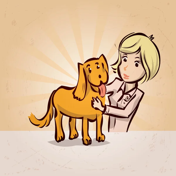 Personaje de dibujos animados de Veterinario con perro — Vector de stock
