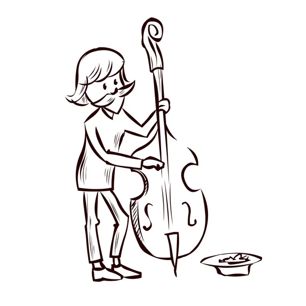 Musicien De Rue Joue Contrebasse Image Vectorielle Par Dergriza C Illustration