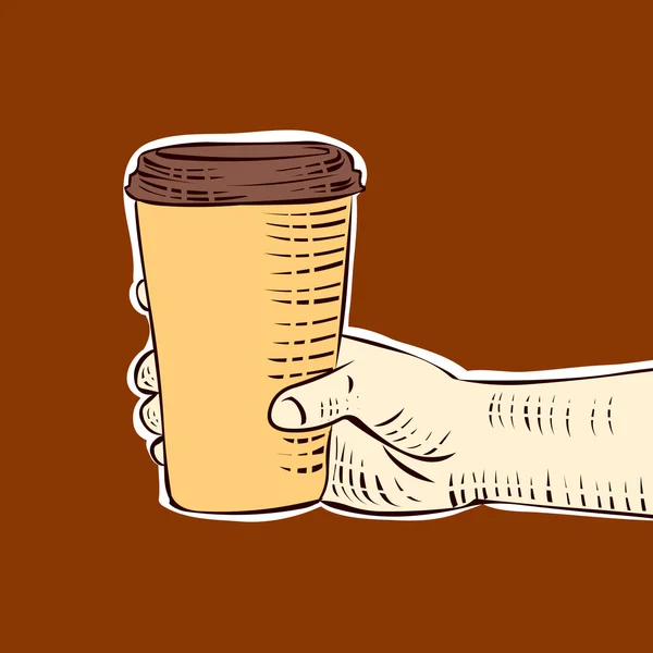 Mão segurando xícara de café — Vetor de Stock