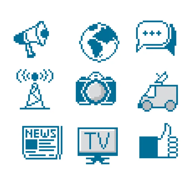 Información, comunicación y noticias Pixel iconos — Vector de stock