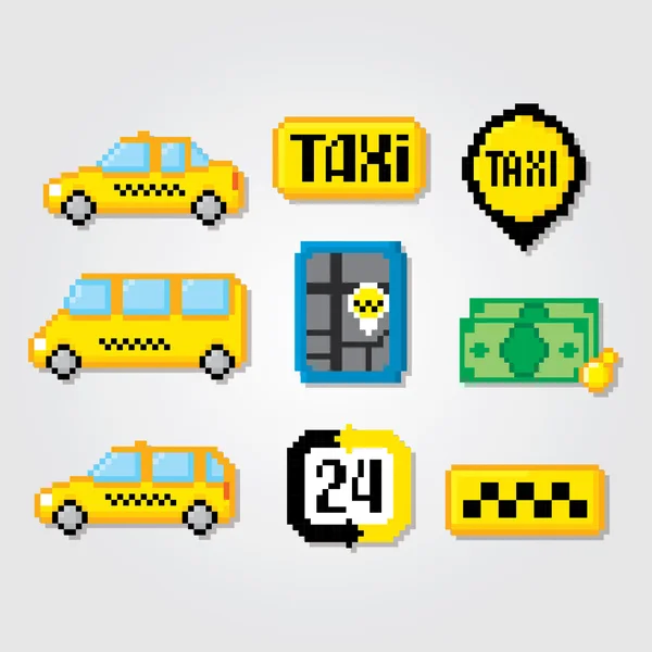 Servicio de taxi listo. Iconos de taxi . — Vector de stock