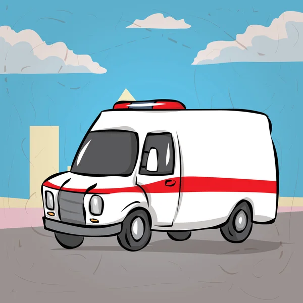 Ambulans araba Karikatür — Stok Vektör