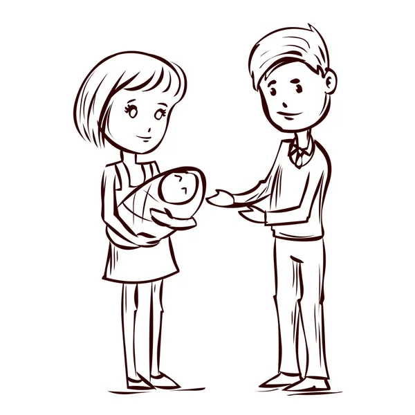 Young parents with baby — Stock Vector © dergriza #107726998