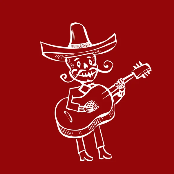 Skelett mariachi musiker — Stock vektor