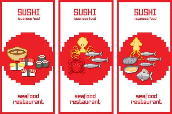 Sushi and sea food banner set — Stock Vector