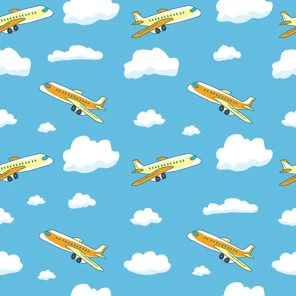 Minta a repülőgépek és a felhők. — Stock Vector
