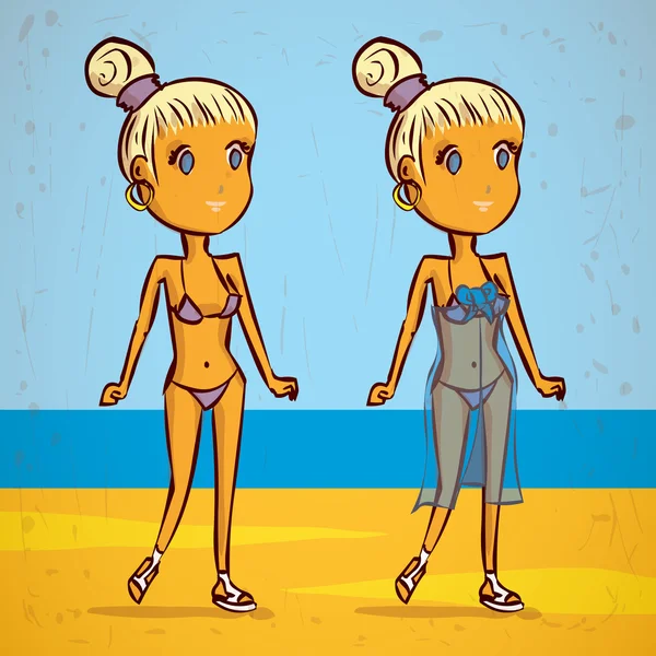 İki sarışın kız bikinili