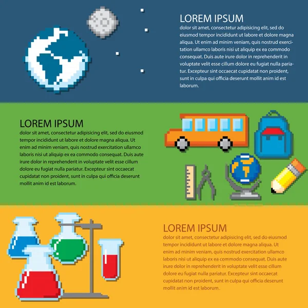 Wetenschap en onderwijs banner set. — Stockvector