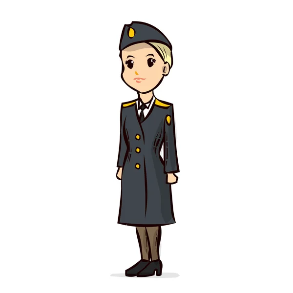 Cartoon vrouw marine-officier — Stockvector