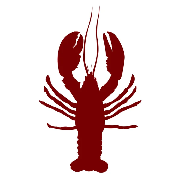 Silhouette dessinée à la main d'un homard — Image vectorielle