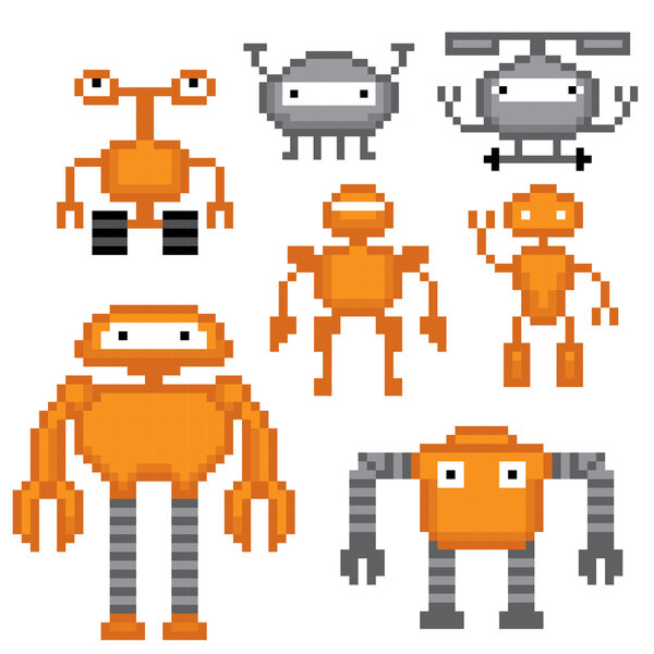 Мультфильм Роботы набор. Пиксельное искусство
.