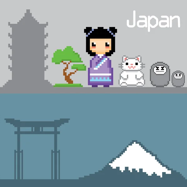 Japanisches Banner. Pixelkunst — Stockvektor