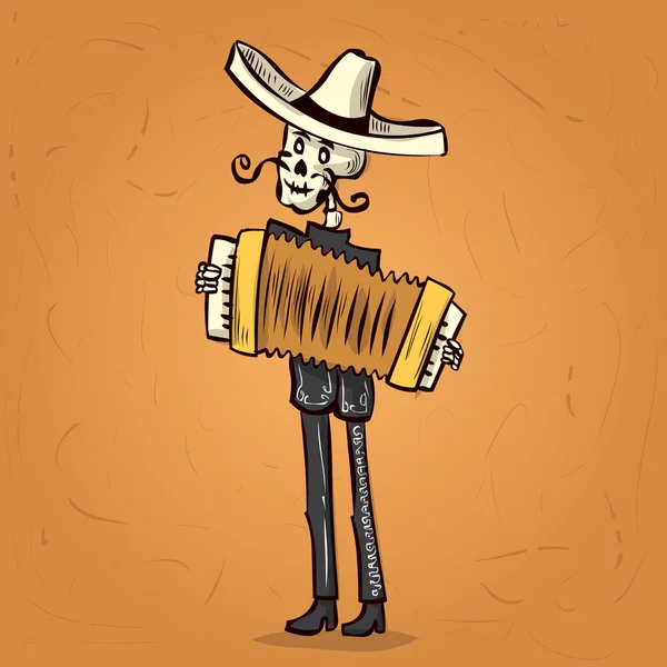 Squelette mariachi musicien — Image vectorielle
