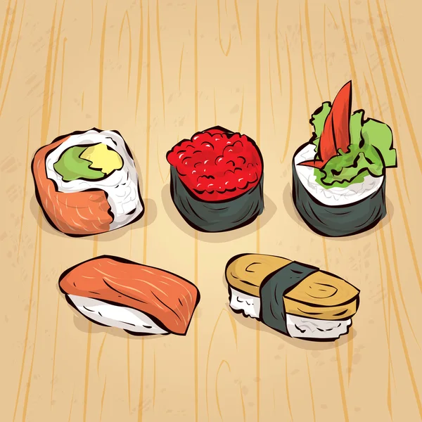 Traditionelles japanisches Sushi Set. — Stockvektor